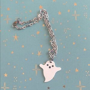 Cute White Ghost Pendant Necklace with Chain